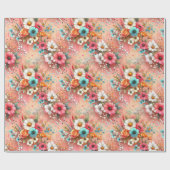 Papier Cadeau Floraison de pétale de pêche (Plat)