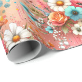 Papier Cadeau Floraison de pétale de pêche (Coin rond)