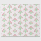 Papier Cadeau Floraison d'espalier en rose et vert (Plat)