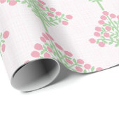 Papier Cadeau Floraison d'espalier en rose et vert (Coin rond)