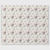 Papier Cadeau Floral Aquarelle Violet Clair (Plat)