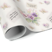 Papier Cadeau Floral Aquarelle Violet Clair (Coin rond)