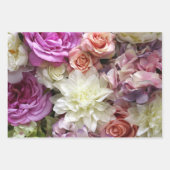 Papier cadeau floral avec dahlia et roses, 3 feuil (Devant 3)