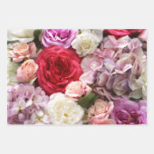 Papier cadeau floral avec roses rouges, 3 feuilles (Devant 2)