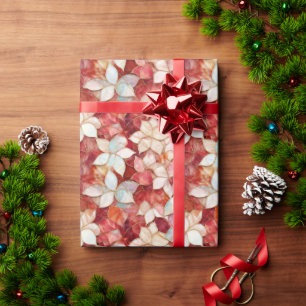Papier Cadeau Floral blanc rouge