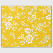 Papier Cadeau Floral blanc sur Arrière - plan de printemps jaune (Plat)