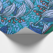 Papier Cadeau Floral bleu ancien Boho moderne (Coin)