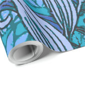 Papier Cadeau Floral bleu ancien Boho moderne (Coin rond)