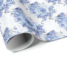 Floral bleu et rose blanche de la marine