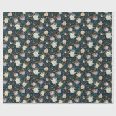 Papier Cadeau Floral Blooms Marine Peint (Plat)