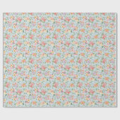 Papier Cadeau Floral Boho d'été sur bleu clair (Plat)