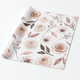 Papier cadeau floral Boho ton terne rustique