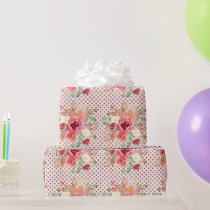 Papier cadeau floral bordeaux pour mariage au vin 