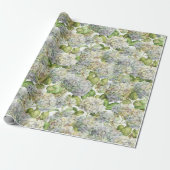 Papier Cadeau Floral botanique d'hortensia bleu de lavande (Déroulé)