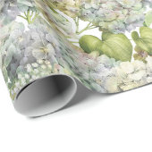 Papier Cadeau Floral botanique d'hortensia bleu de lavande (Coin rond)