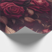 Papier cadeau floral - Bourgogne et rouge (Coin)