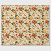 Papier Cadeau Floral citrouille (Plat)