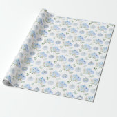 Papier Cadeau Floral Citrouille bleu (Déroulé)