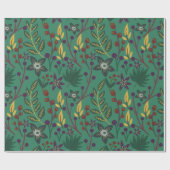 Papier Cadeau Floral continu fleurs motif vert arrière - plan (Plat)