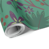 Papier Cadeau Floral continu fleurs motif vert arrière - plan (Coin rond)