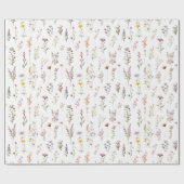 Papier Cadeau Floral de Fête des mariées Fleur sauvage violette (Plat)