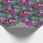 Papier Cadeau Floral de Peacock rose pourpre (Coin)