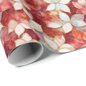 Papier Cadeau Floral de perle rouge (Coin rond)