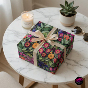 Papier Cadeau Floral de prairie rose