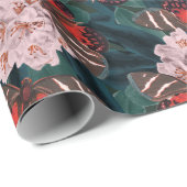 Papier Cadeau Floral décoratif/Papillons (Coin rond)