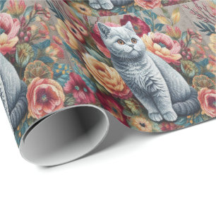 Papier Cadeau Floral Delal British shorthair Chat, Cute Kitten