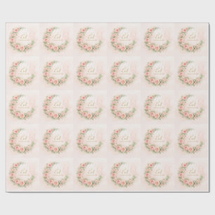 Papier Cadeau Floral Eid Mubarak – Cadeau Islamique Rose Pâle