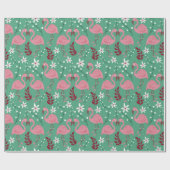 Papier Cadeau Floral flamingo sans couture motif rose vert (Plat)