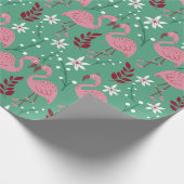 Papier Cadeau Floral flamingo sans couture motif rose vert (Coin)