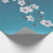 Papier Cadeau Floral Fleur de cerisier bleu foncé (Coin)