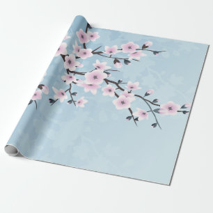 Papier Cadeau Floral Fleurs de cerisier rose pâle