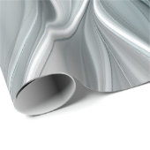 Papier Cadeau Floral Fractal Moderne Fleur Abstrait gris bleu (Coin rond)