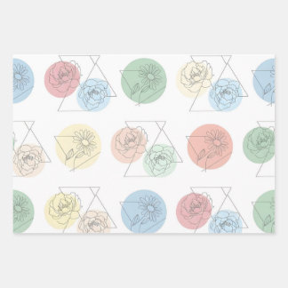 Papier cadeau floral géométrique moderne