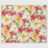 Papier Cadeau Floral hawaïen de ketmie tropicale (Plat)
