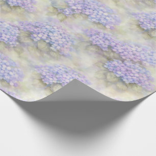 Papier cadeau floral Hydrangea Bleu et lilas élé