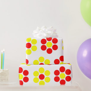 Papier Cadeau Floral jaune et rouge minimal simple