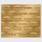 Papier Cadeau Floral Luxury Happy Gold 50e anniversaire (Plat)