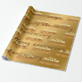 Papier Cadeau Floral Luxury Happy Gold 50e anniversaire (Déroulé)