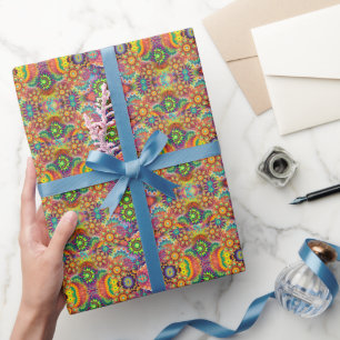Papier Cadeau Floral Mandala Collage psychédélique