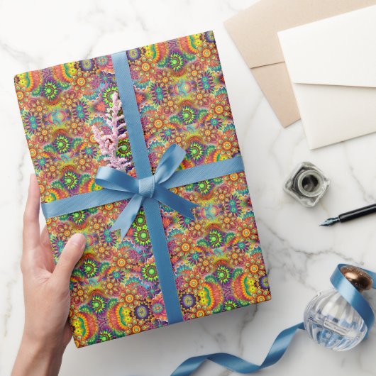 Papier Cadeau Floral Mandala Collage psychédélique (Cadeaux)