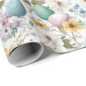 Papier Cadeau Floral Minimalist Eggs | Easter Wrapping Paper (Coin rond)