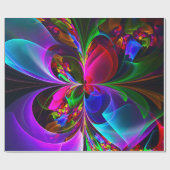 Papier Cadeau Floral moderne Art Abstrait Rouge Bleu Motif #12 (Plat)