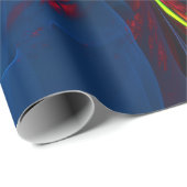 Papier Cadeau Floral moderne Art Abstrait Rouge Bleu Motif #15 (Coin rond)