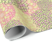 Papier Cadeau Floral moderne rose et vert (Coin rond)