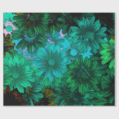 Papier Cadeau Floral moderne vert (Plat)