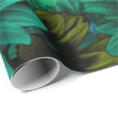 Papier Cadeau Floral moderne vert (Coin rond)